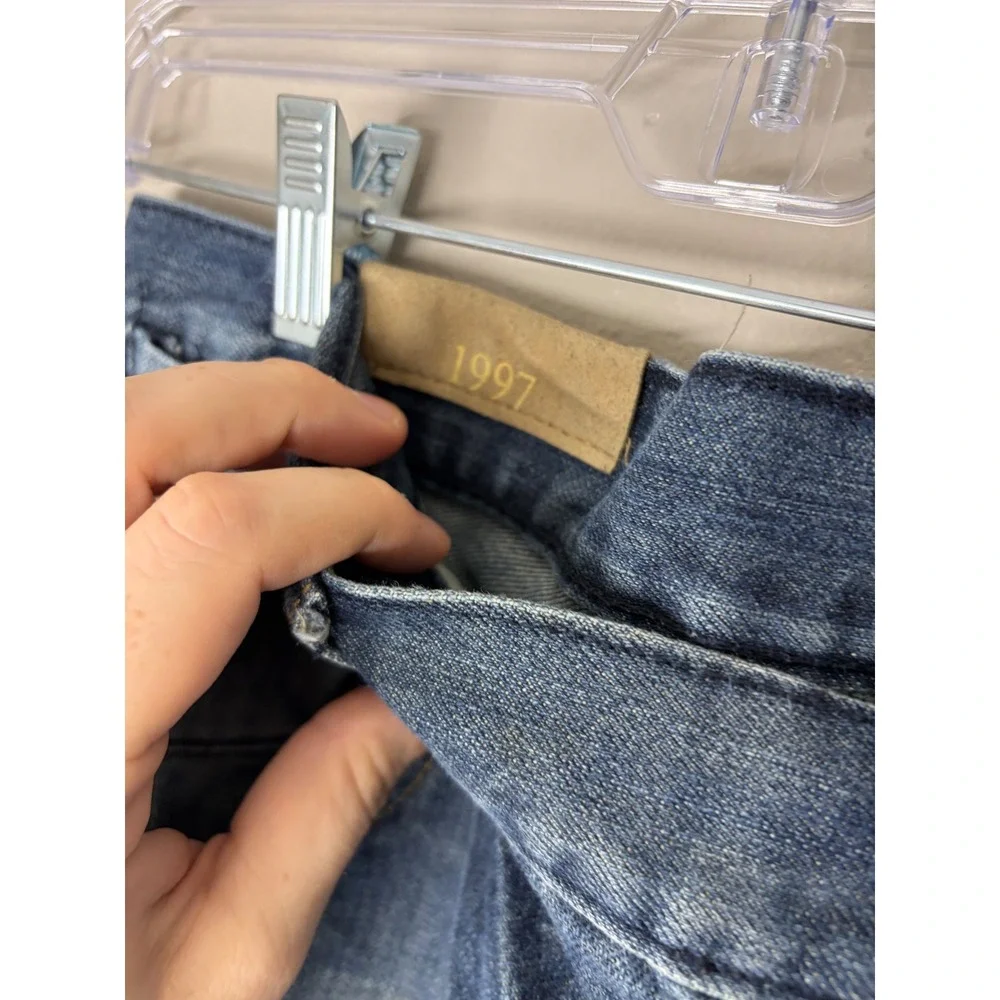 F.U.S.A.I. Mens Denim Shorts Size 40 Blue Medium Wash Cuffed Embroidered Pockets